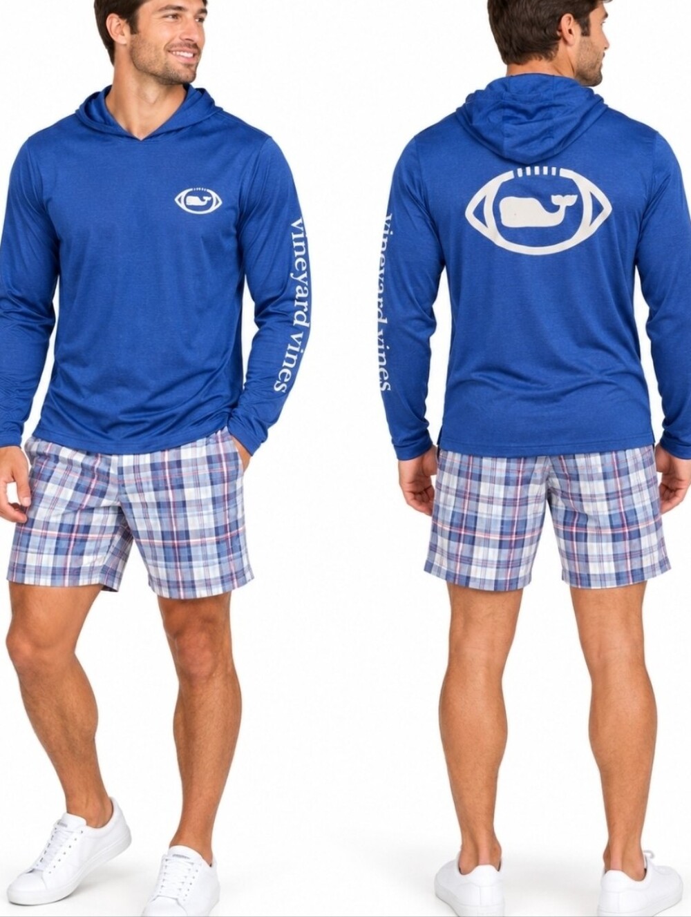 Vineyard Vines Men's Blue Hooded Pullover 100% Cotton, Medium